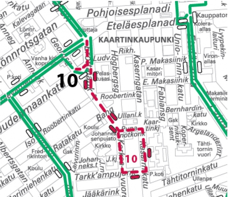 Raitiolinja 10 poikkeusreitti