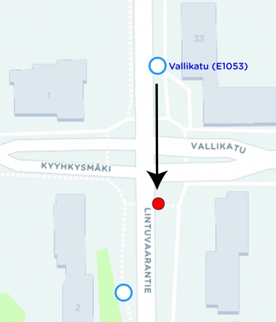 Vallikadun pysäkki siirtyy 24.4.2017