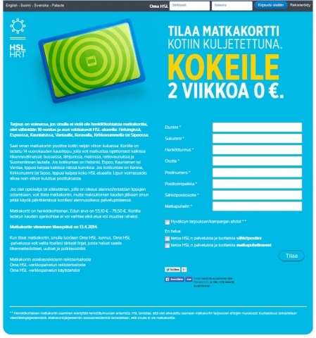 Esimerkki kampanjasivusta