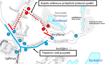 Tilapäinen reittimuutos 15.1.-1.10.2014