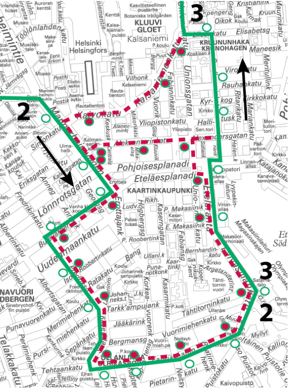 Linjat 2 ja 3 poikkeusreitillä 21.-22.10. ja 22.-23.10. välisinä öinä klo 22 alkaen
