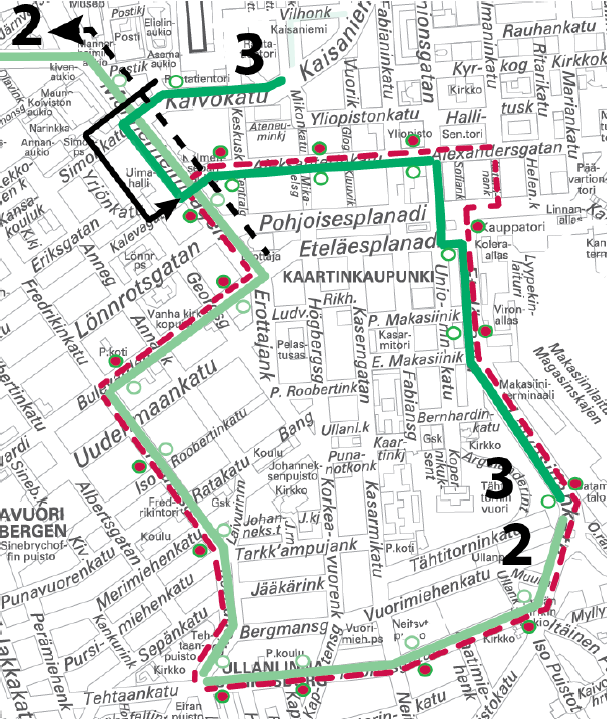 Raitiolinjat 2 ja 3 poikkeusreitillä 25.-26.8. ja 26.-27.8. öinä klo 24-2.30