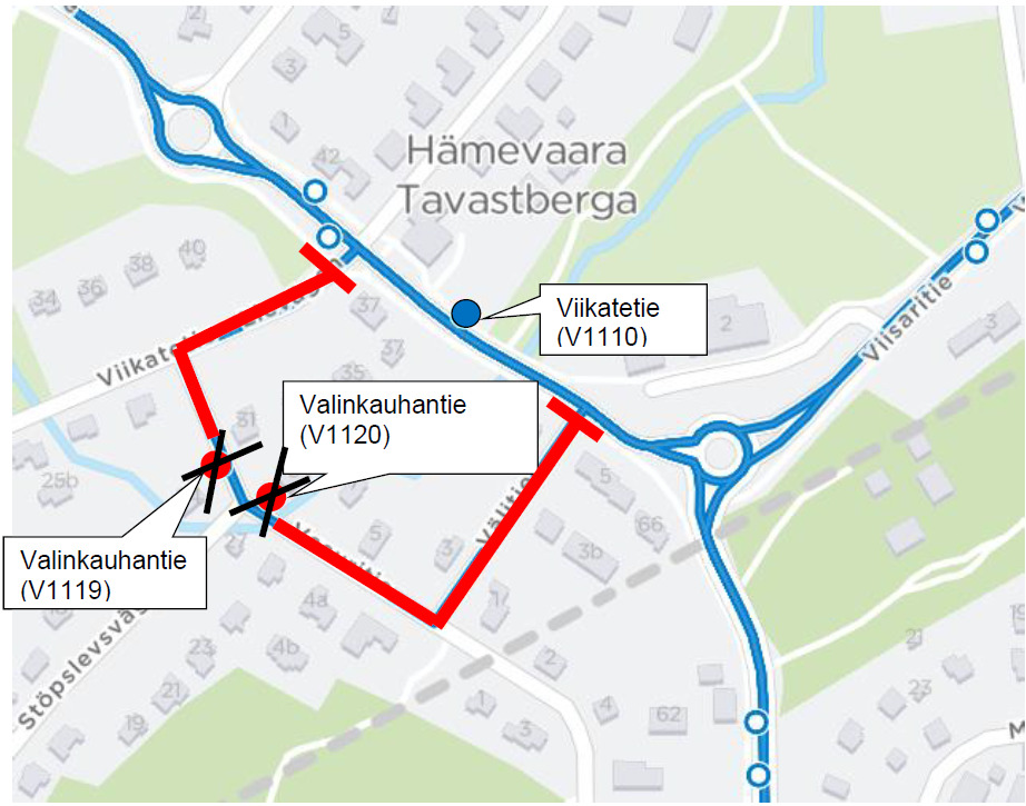 Lähibussi 313 poikkeusreitillä Hämevaarassa 26.8.-11.10.