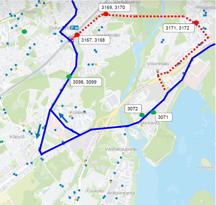 550 poikkeusreitillä 29.10. klo 21 alkaen