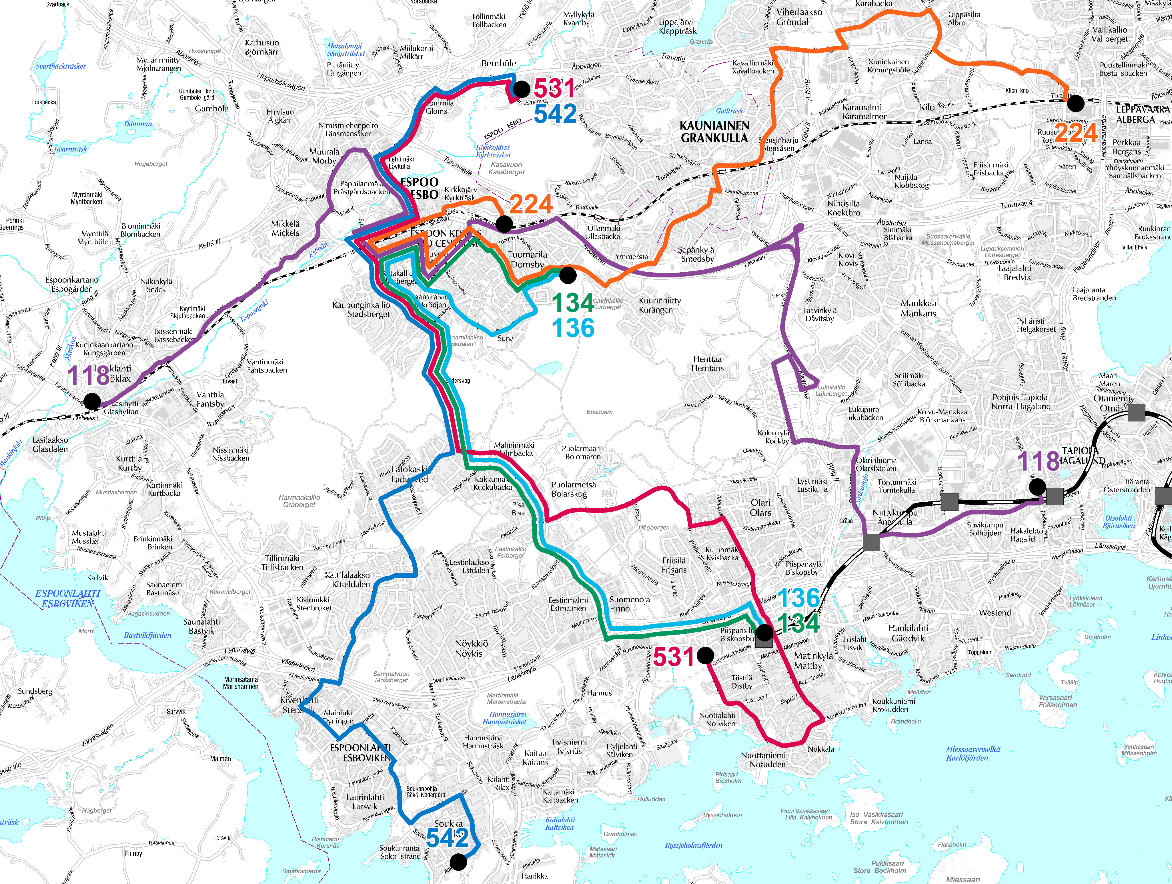 Espoon keskuksen uudet bussilinjat metron liityntäliikenteessä Espoon keskuksen uudet bussilinjat metron liityntäliikenteessä
