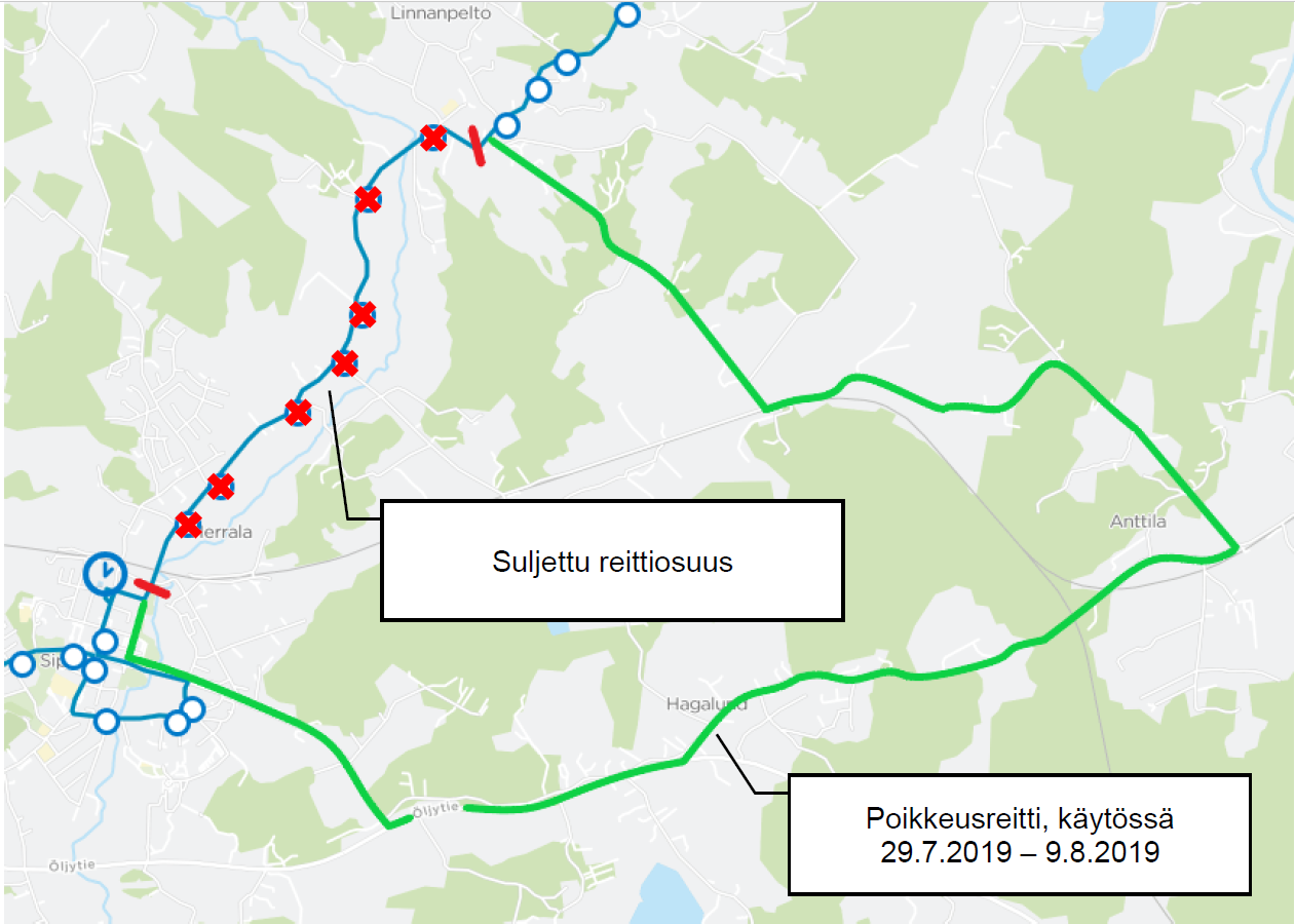 Pornaistentie suljetaan 29.7.-9.8. - poikkeusreittejä linjoille 787(A/K), 841N ja 987