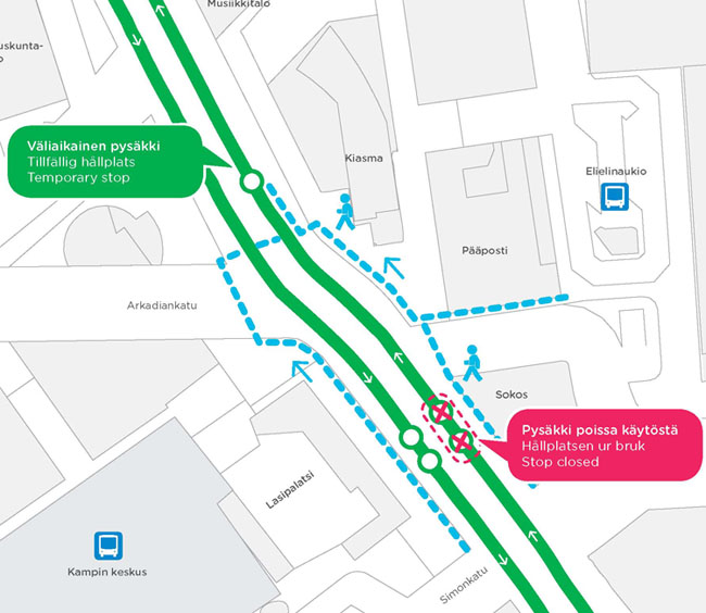 Lasipalatsin ratikkapysäkki siirtyy 23.6.2014