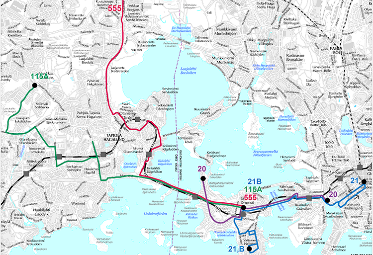 Lauttasaaren bussilinjasto metron liityntäliikenteessä Lauttasaaren bussilinjasto metron liityntäliikenteessä