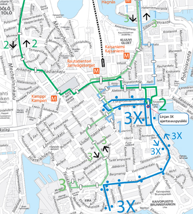 Ratikoiden 1, 2 ja 3 poikkeusreitti 5.5.-1.6.