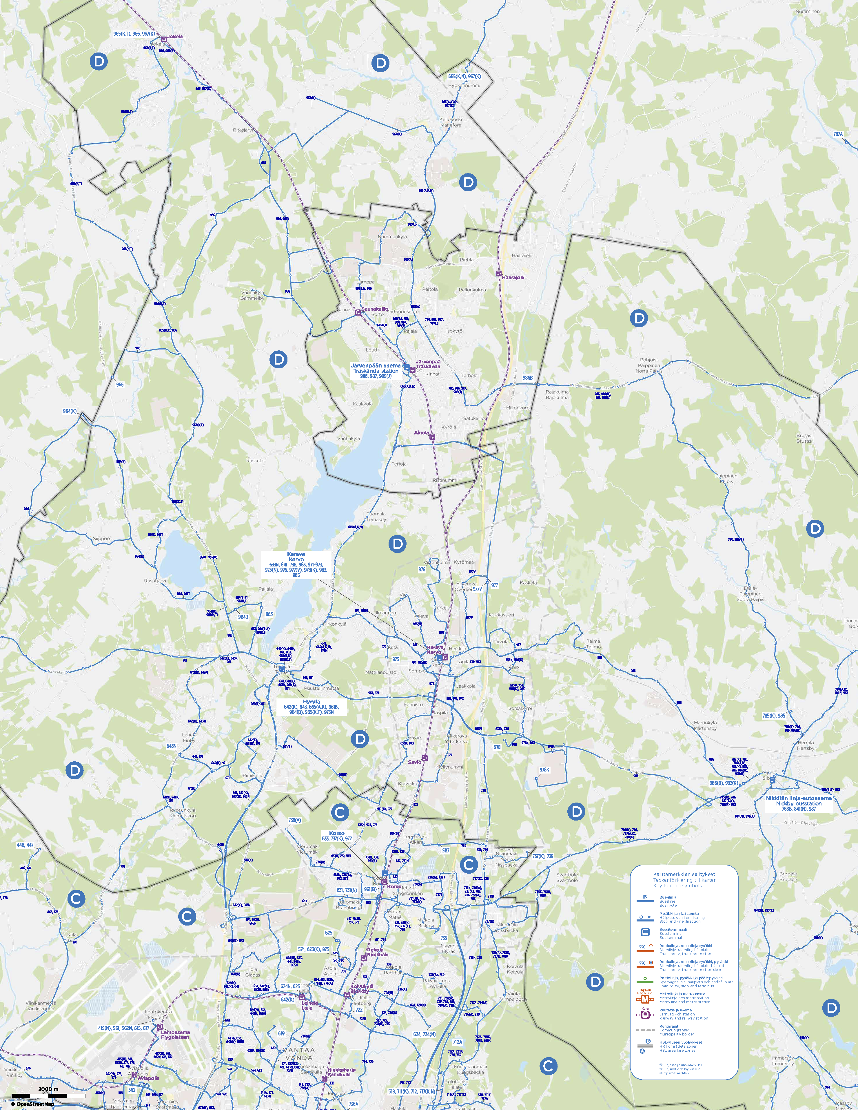 Tuusulan linjasto myös Reittioppaasta